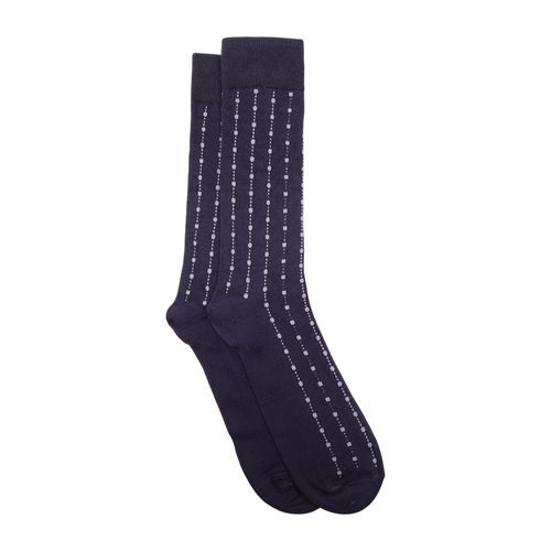 Par de calcetines crew Unexpected azul navy con líneas y puntos para hombre