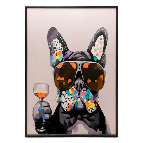Cuadro decorativo perro con lentes 50x70 cm