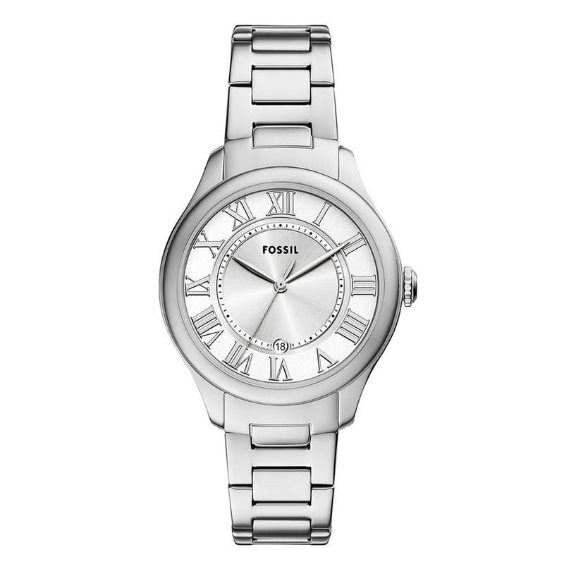 Reloj Fossil análogo de acero inoxidable plateado para mujer