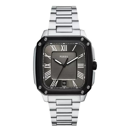 Reloj Fossil análogo de acero inoxidable plateado para hombre