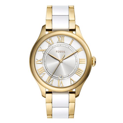Reloj Fossil análogo de acero inoxidable bicolor para mujer