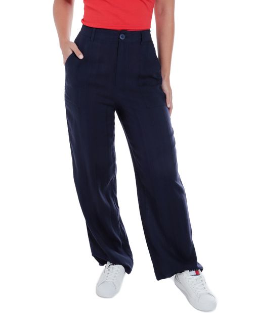 Pantalón Orange palazzo azul de cintura alta para mujer