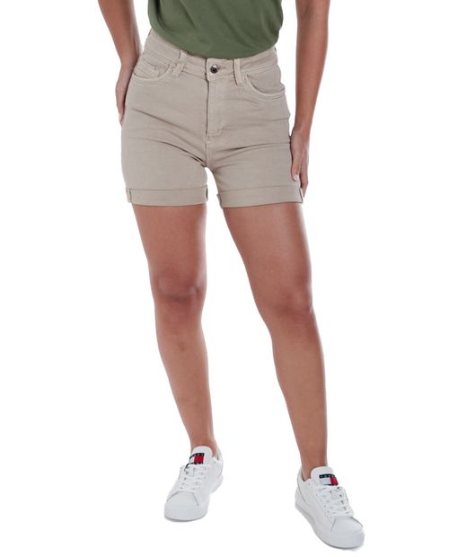 Short Most Wanted denim beige de cintura alta para mujer