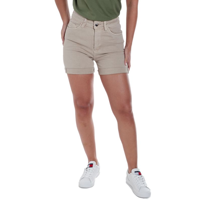 Short Most Wanted denim beige de cintura alta para mujer