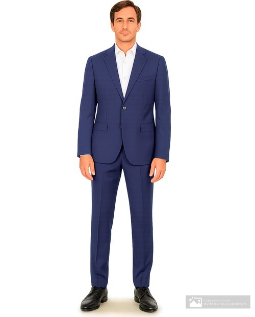 Traje Zanetti Orange slim fit azul navy heather para hombre