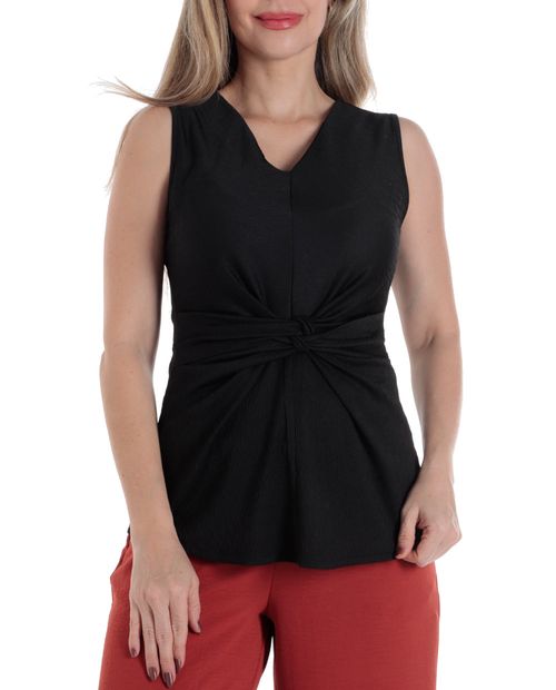 Blusa Sabrina formal negra sin mangas para mujer