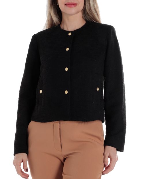 Chaqueta Sabrina tweed negra para mujer