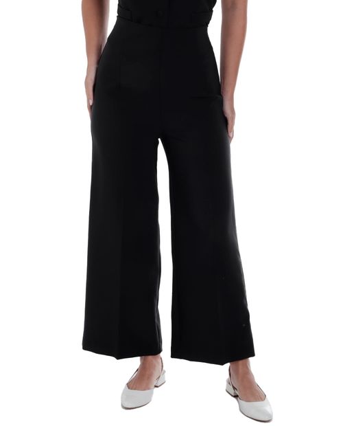 Pantalón Unexpected wide leg negro de cintura alta para mujer