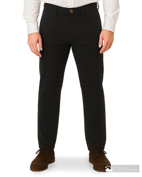 Pantalón chino Gents regular fit negro texturizado para hombre