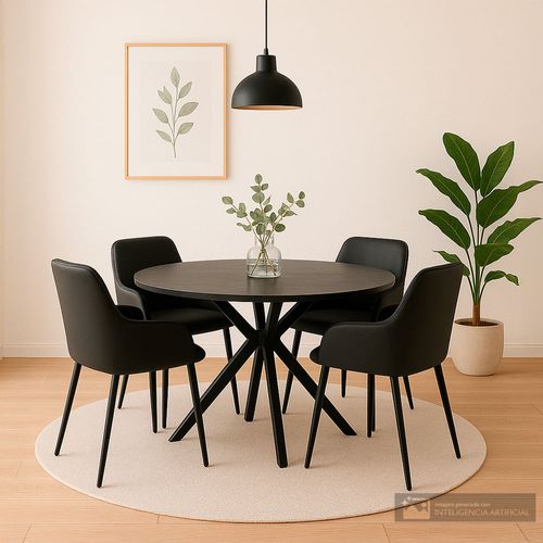 Comedor 4 personas redondo top cerámica