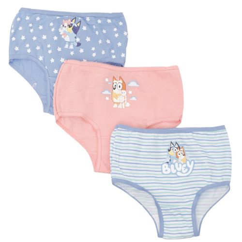 Set de 3 piezas de ropa interior multicolor con estampado Bluey para niña