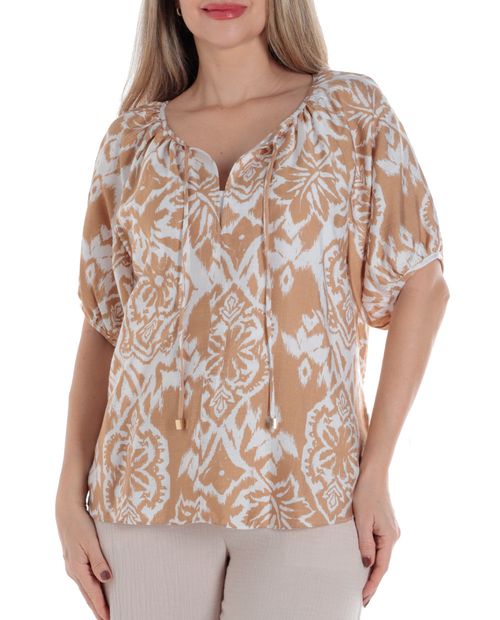 Blusa Sabrina casual estampada manga corta para mujer