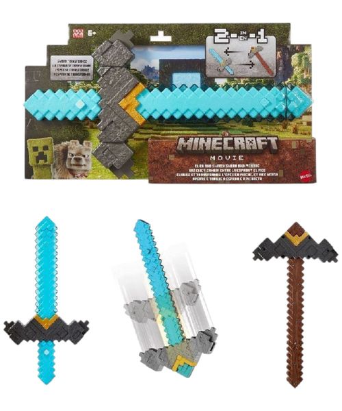 Minecraft movie herramienta 2 en 1 espada y pico