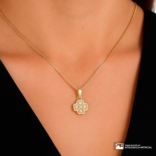 Collar con dije de enchape de oro 2mm-18.5" para mujer