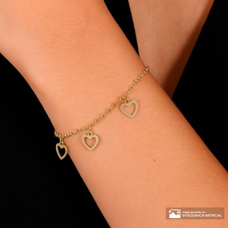 104962327-Pulsera-de-corazones-de-enchape-de-oro-1mm-7.5--para-mujer