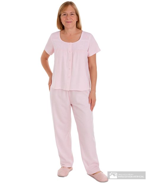 Pijama con pantalón Nicolle rosada para mujer