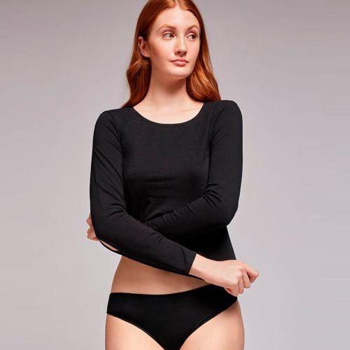 Panti Gisela negro de cintura media para mujer