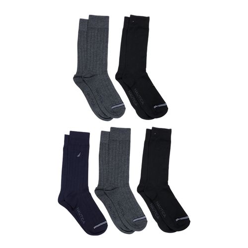 Pack de 5 pares de calcetines crew Nautica multicolor con rayas texturizadas para hombre