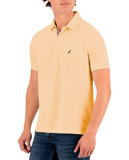 Polo texturizado amarillo Nautica de corte entallado para hombre