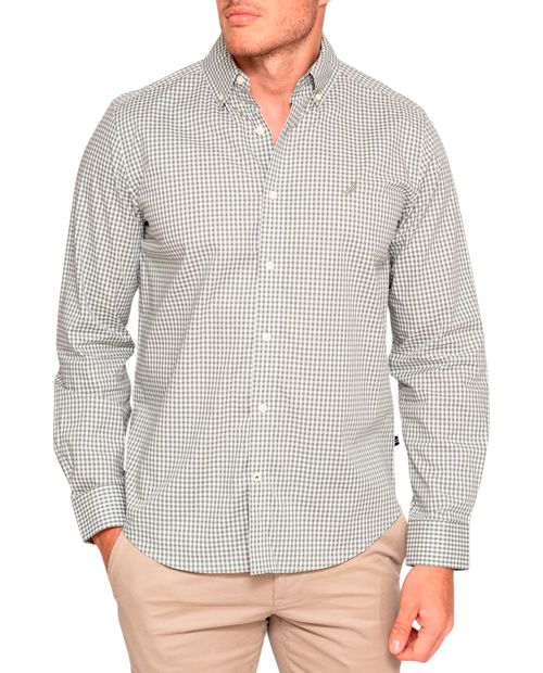 Camisa casual Nautica classic fit verde sage cuadriculada para hombre