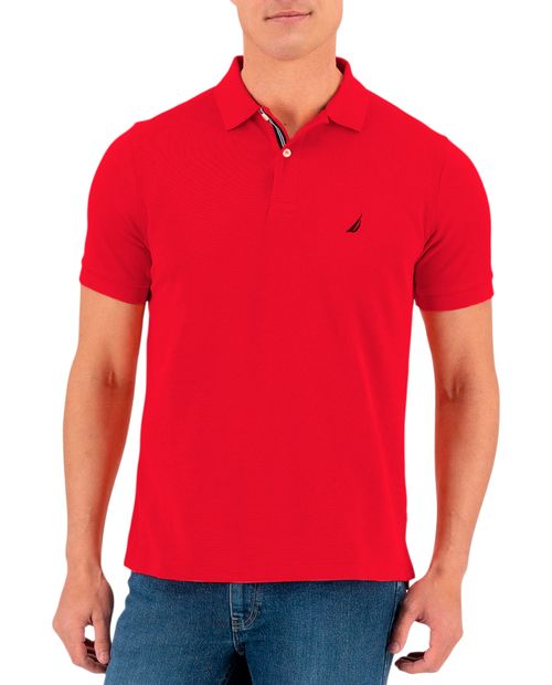 Polo Nautica rojo texturizado de corte entallado para hombre