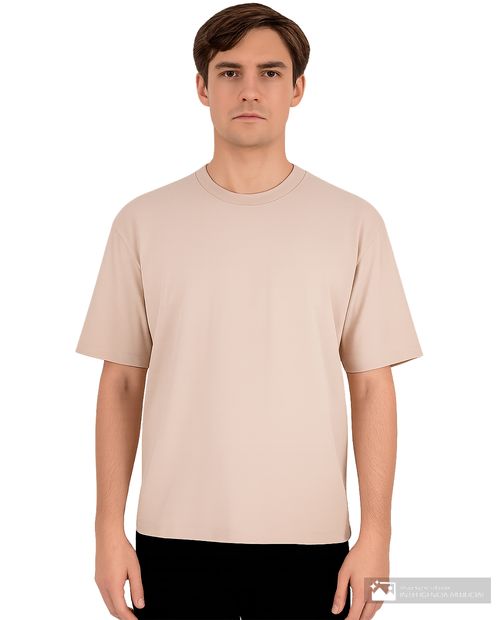 Camiseta Denim and Flower boxy fit rosado claro sólida para hombre