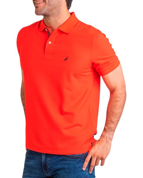 Camisa polo Nautica slim fit roja sólida para hombre