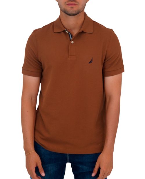 Camisa polo Nautica slim fit café sólida para hombre