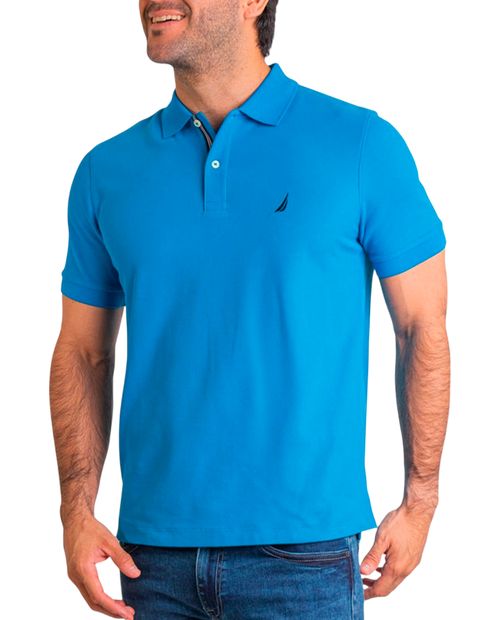 Camisa polo Nautica slim fit azul sólida para hombre