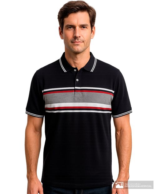 Camisa polo Gents azul navy rayada para hombre
