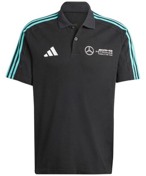 Camisa deportiva tipo polo Adidas Mercedes AMG Petronas negra estampada para hombre