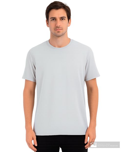 Camiseta de mezclilla texturizada gris claro y flores para hombre