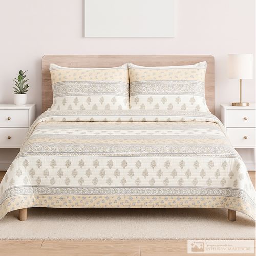 Cubrecama de poliéster estampado floral