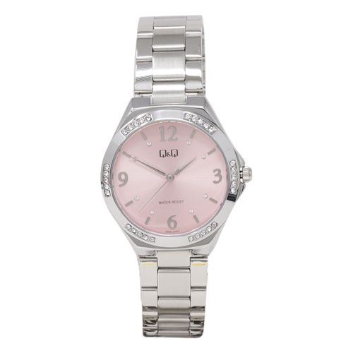 Reloj Q&Q análogo metálico color plateado para mujer