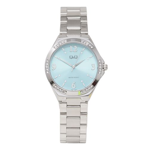 Reloj Q&Q análogo metálico color plateado para mujer