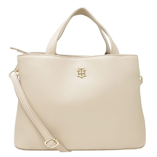 Cartera satchel Tommy Hilfiger beige para mujer