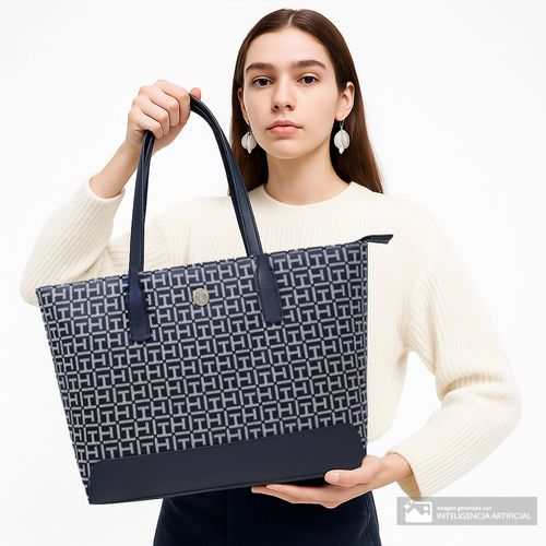 Cartera tote Tommy Hilfiger color azul para mujer