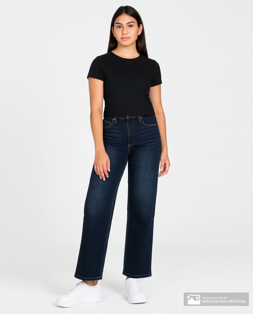 Jeans California Vintage wide leg azul de cintura alta para mujer