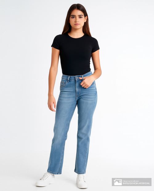 Jeans California Vintage straight azul de cintura alta para mujer