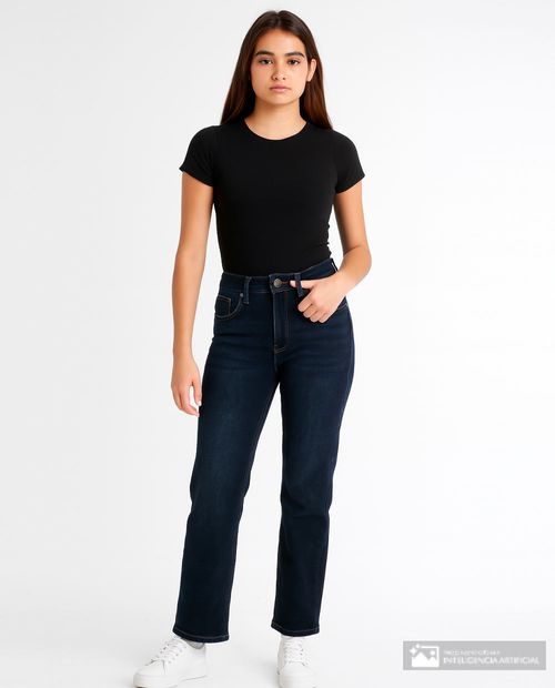 Jeans California Vintage straight azul de cintura alta para mujer