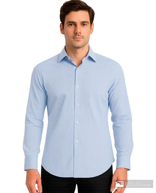 Camisa de vestir slim fit Carven celeste rayada para hombre