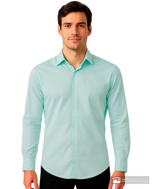 Camisa de vestir slim fit Carven verde sólida para hombre