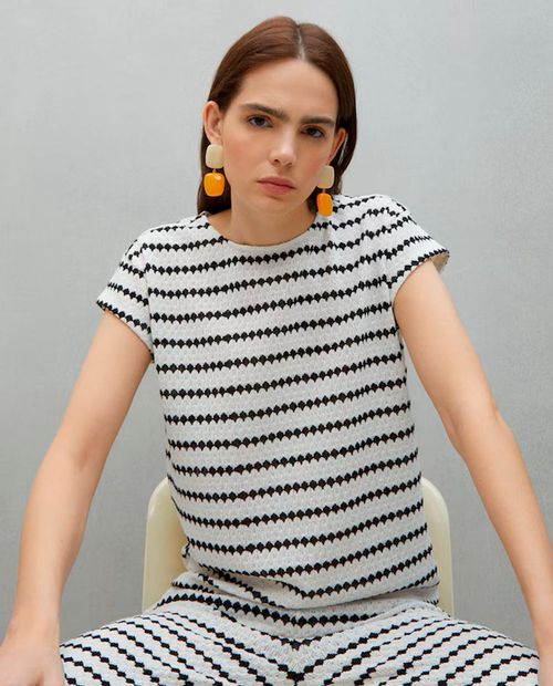 Blusa Easy Wear casual estampada manga corta para mujer