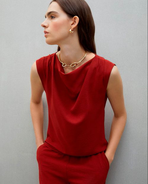 Blusa Easy Wear casual roja sin mangas para mujer
