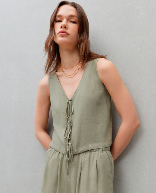 Blusa Easy Wear casual verde sin mangas para mujer