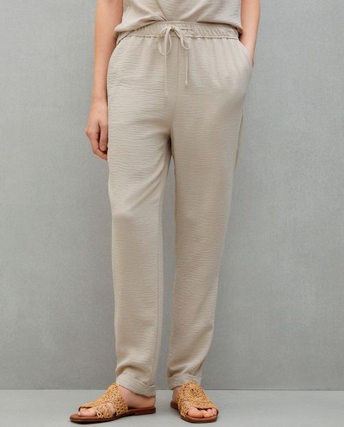 Pantalón Easy Wear pull on beige de cintura alta para mujer