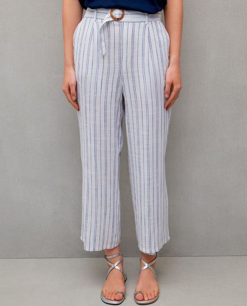 Pantalón Easy Wear culotee rayado de cintura alta para mujer