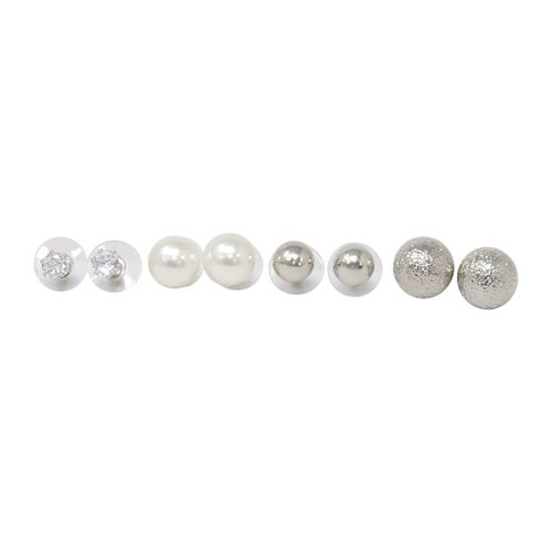 Set de 4 aretes plateados para mujer