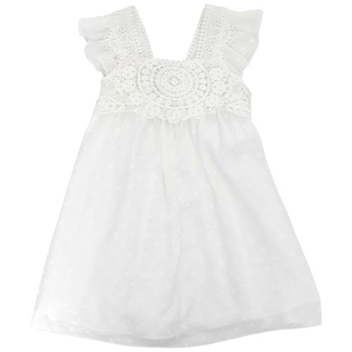 Vestido blanco de crochet para niña
