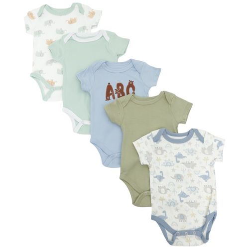 Set de 5 mamelucos multicolor con estampado para bebé niño